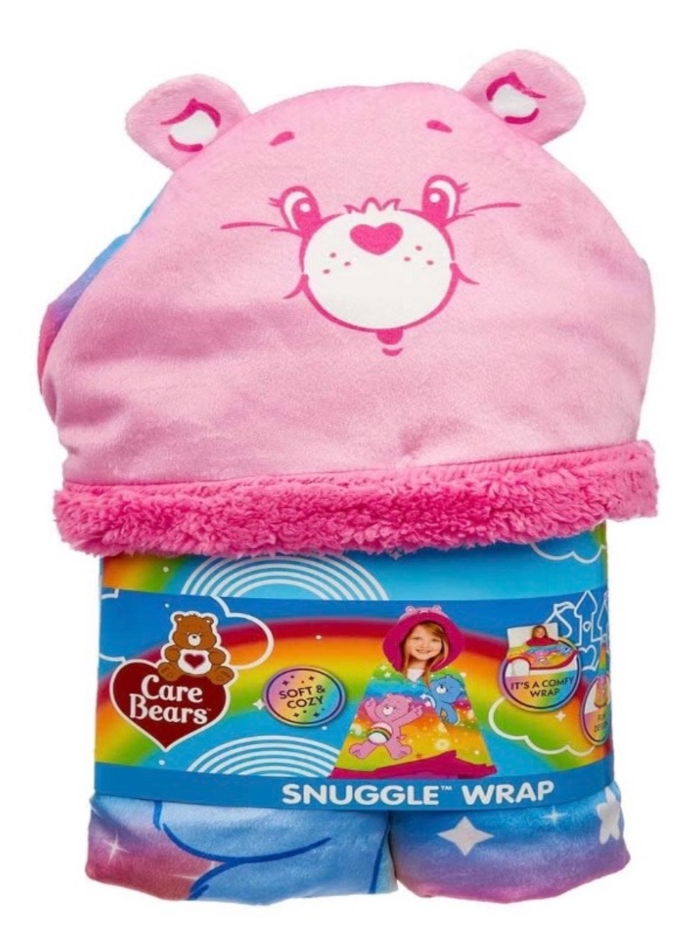 Care Bears Pink Hooded Snuggle Wrap Plush Blanket (HB)